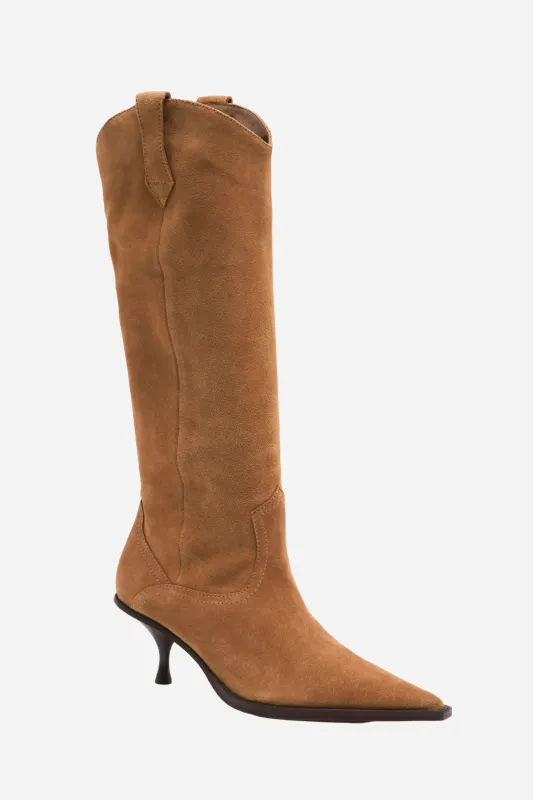 Free People - Daisy Slouch Kitten Heel Boots - Tan Suede made by Free People