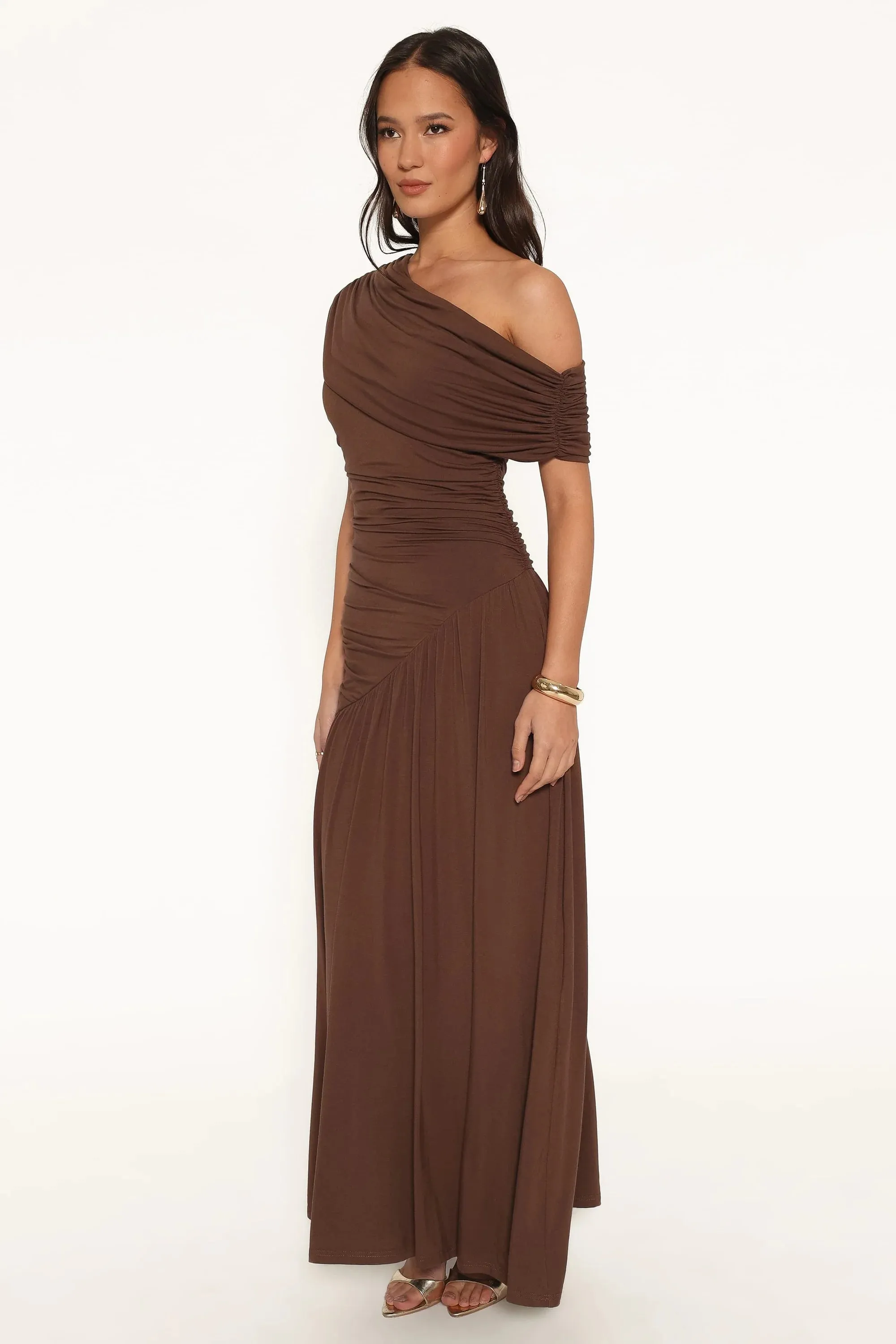 Petal & Pup - Sharmay Off Shoulder Maxi Dress - Brown sold by Maude product image thumbnail 3