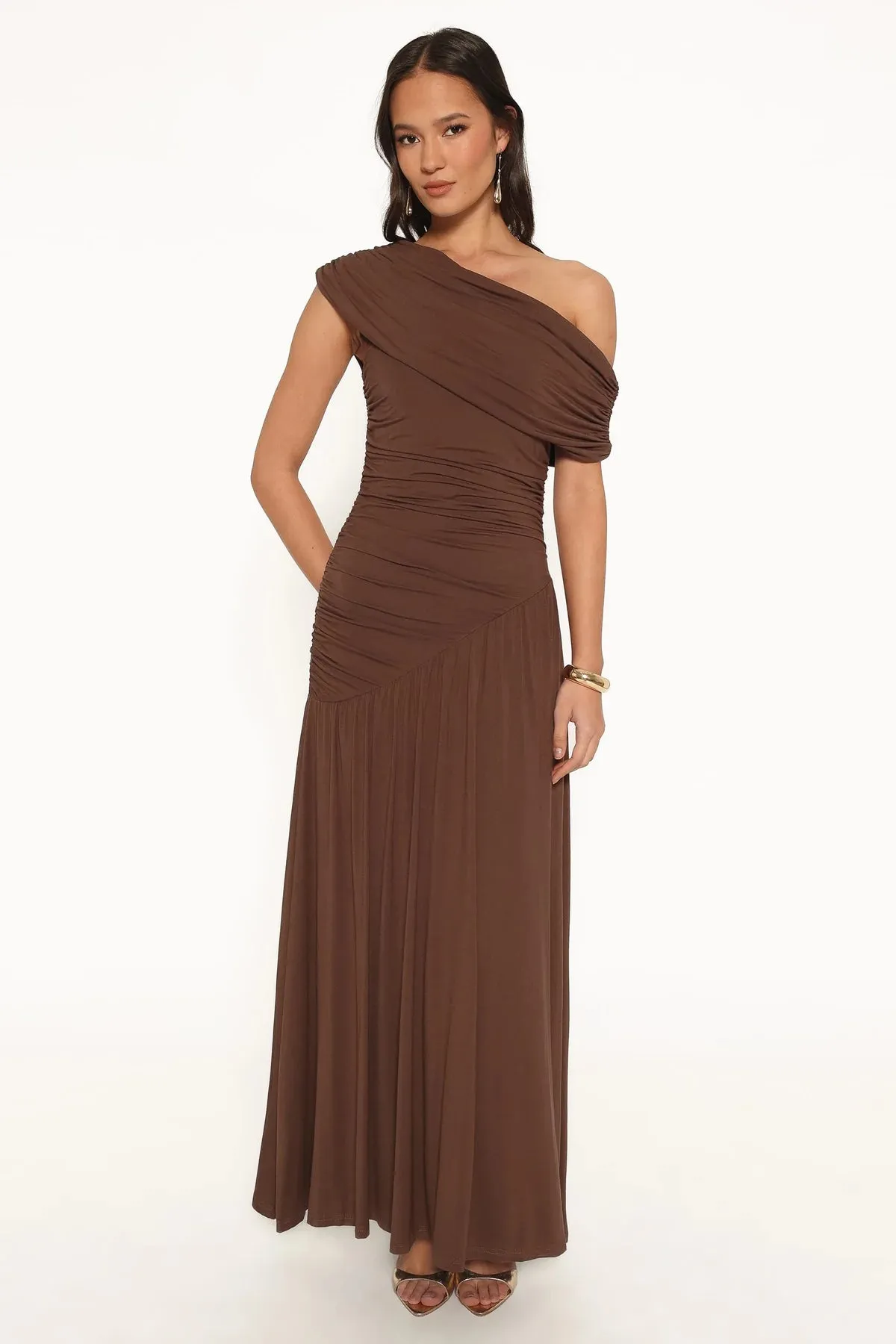 Petal & Pup - Sharmay Off Shoulder Maxi Dress - Brown sold by Maude product image thumbnail 2