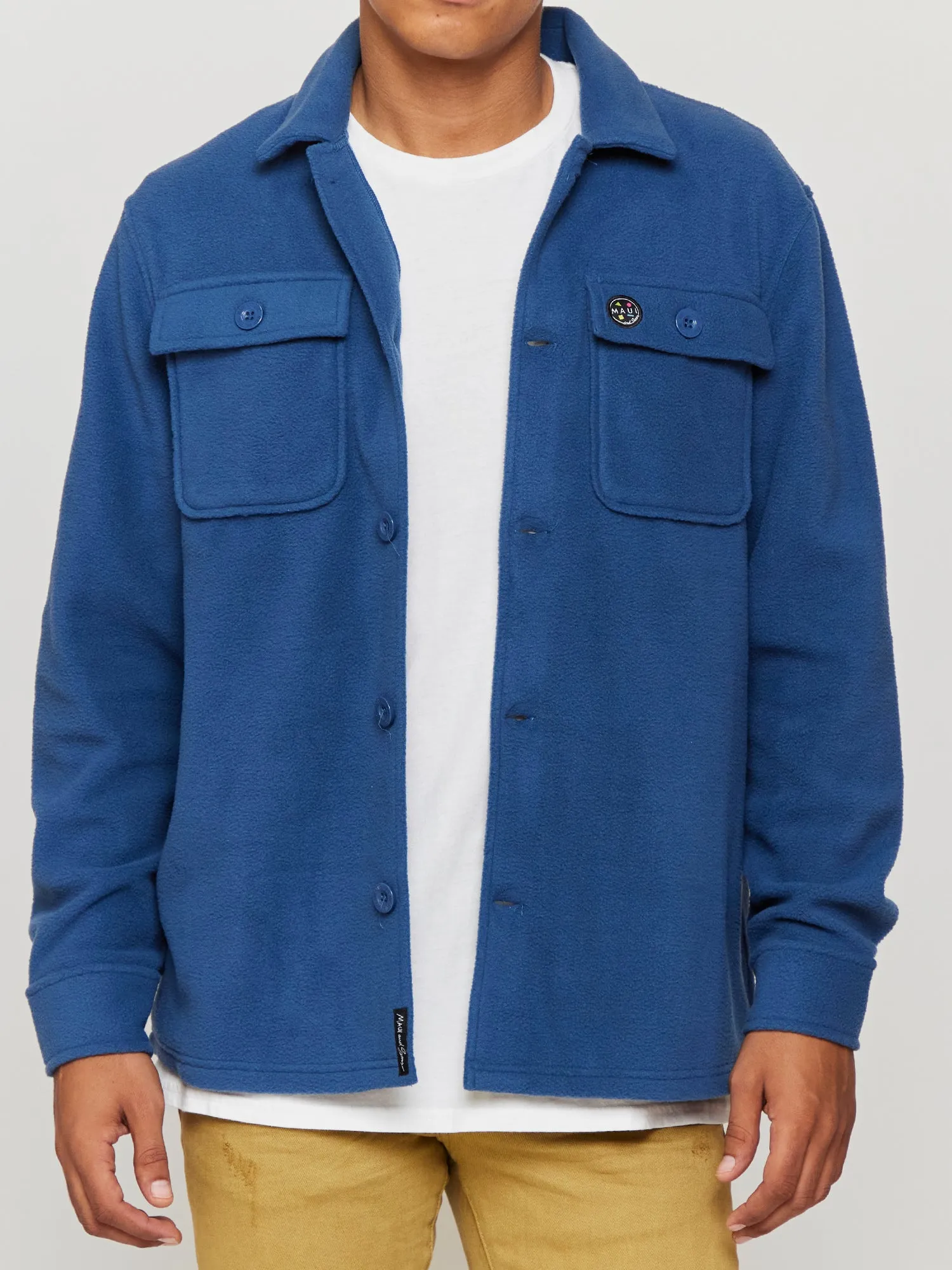 Polar Fleece Shacket in Indigo sold by Maui and Sons