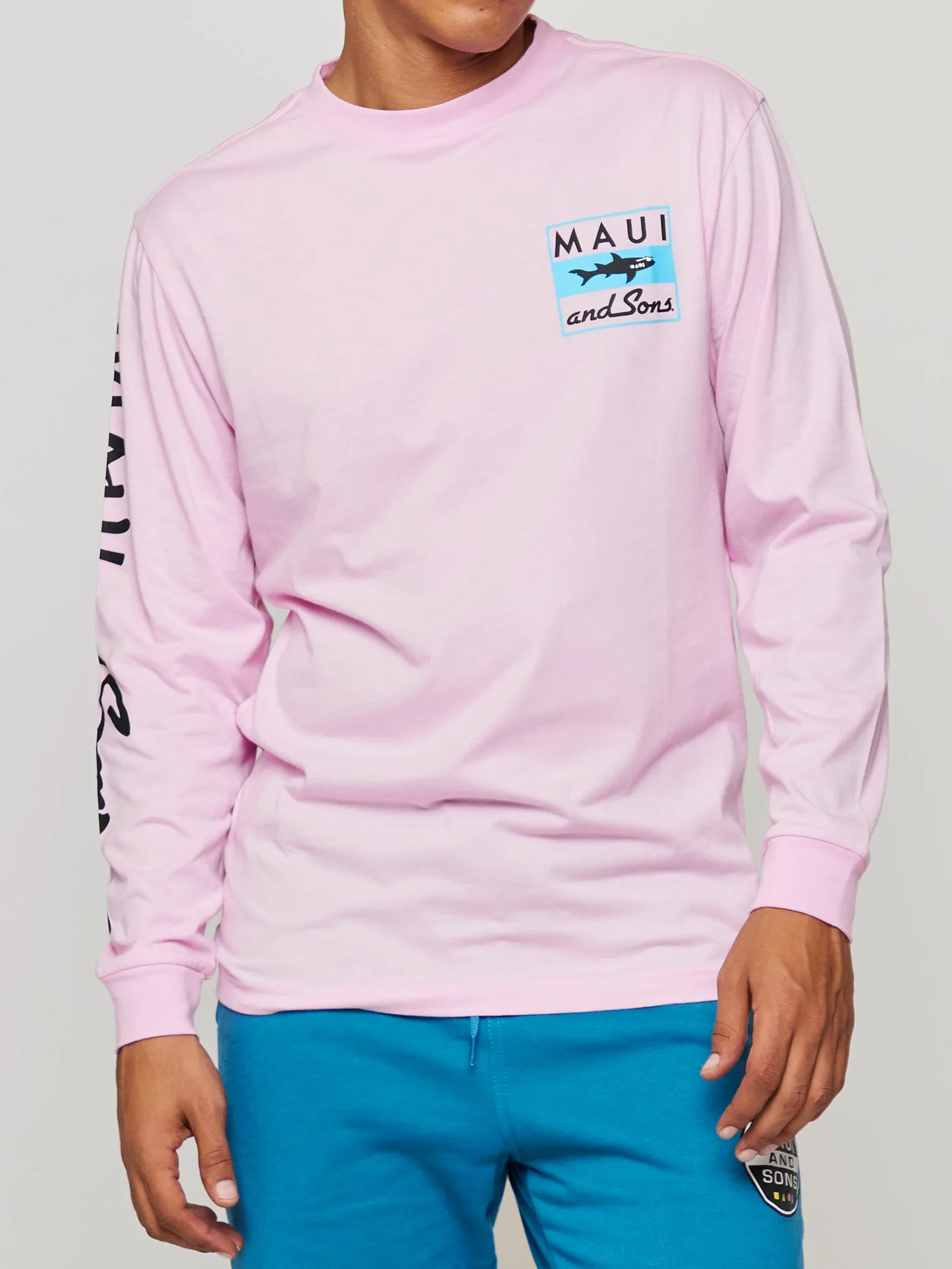 Classic Shark Logo Long Sleeve in Light Pink sold by Maui and Sons