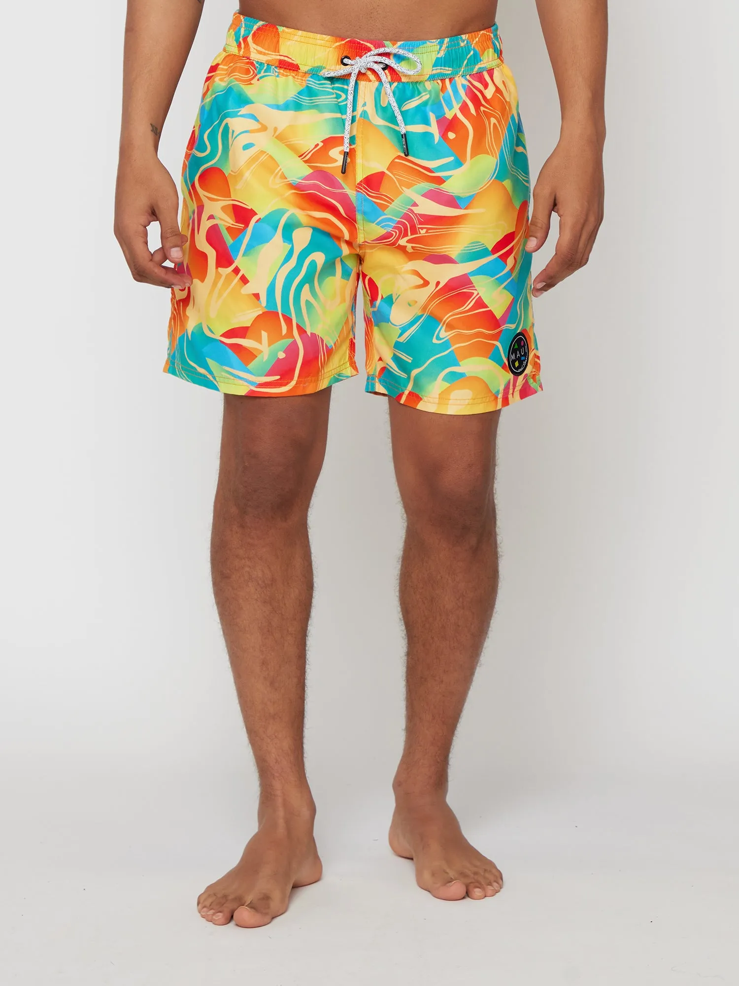 Psychedelic Pool Shorts in Yellow sold by Maui and Sons product image thumbnail 2