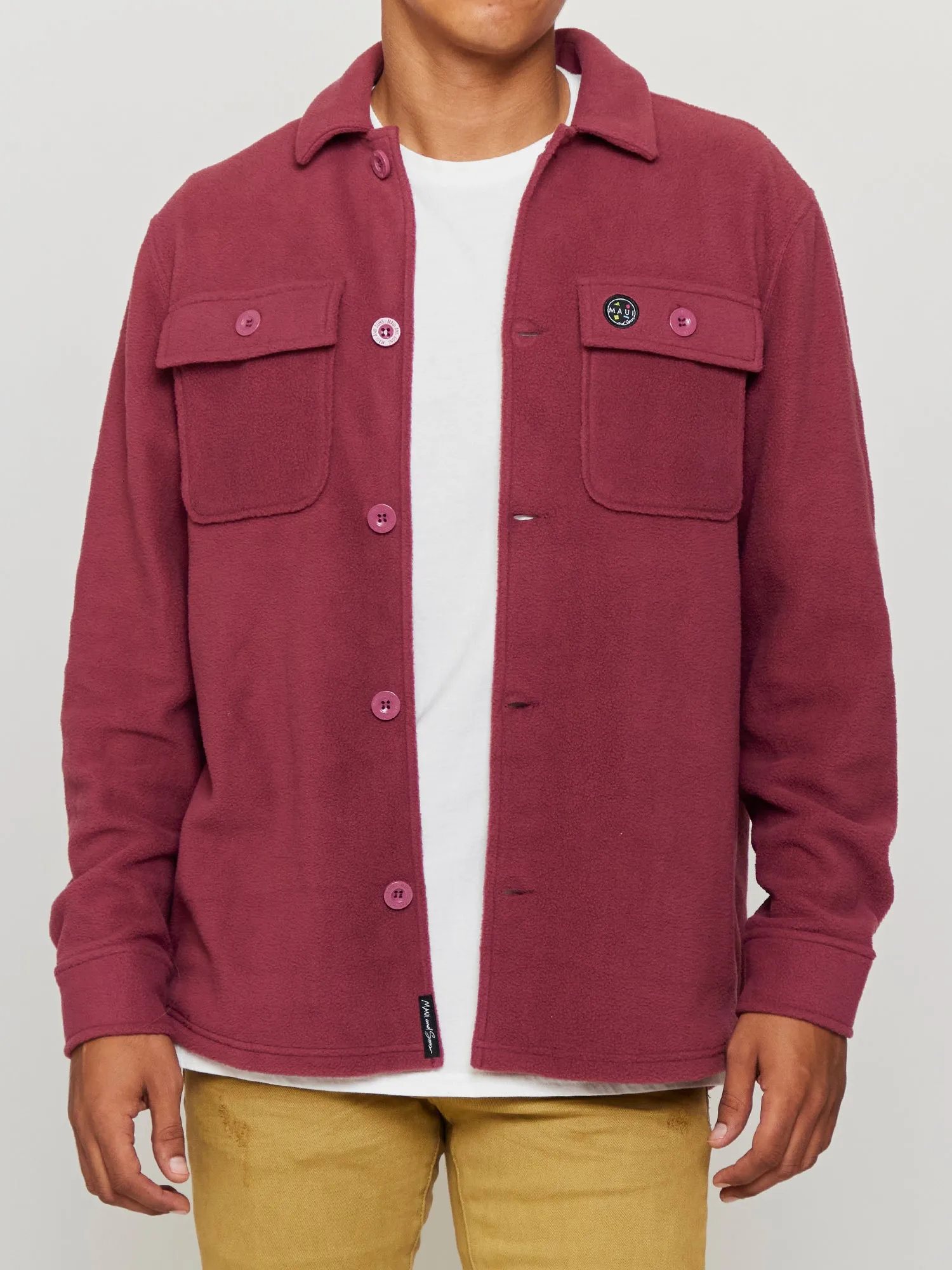 Polar Fleece Shacket in Dark Rose sold by Maui and Sons