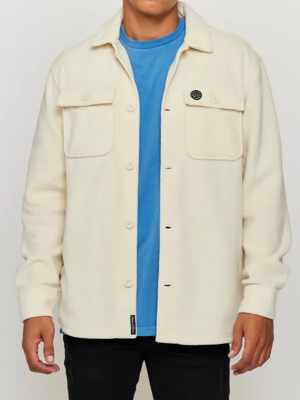 Polar Fleece Shacket in Off-White sold by Maui and Sons