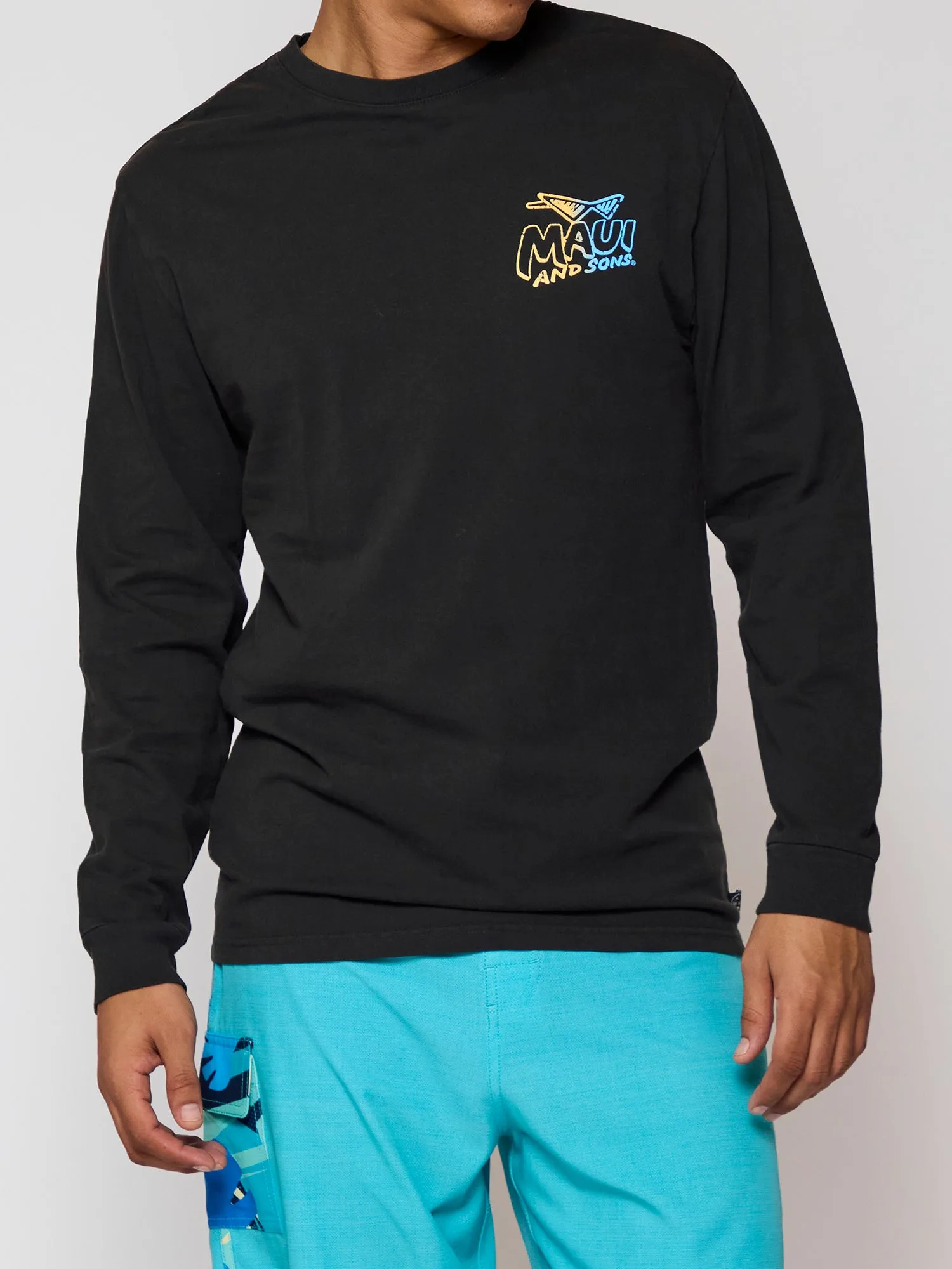 Sun & Surf Long Sleeve in Black sold by Maui and Sons