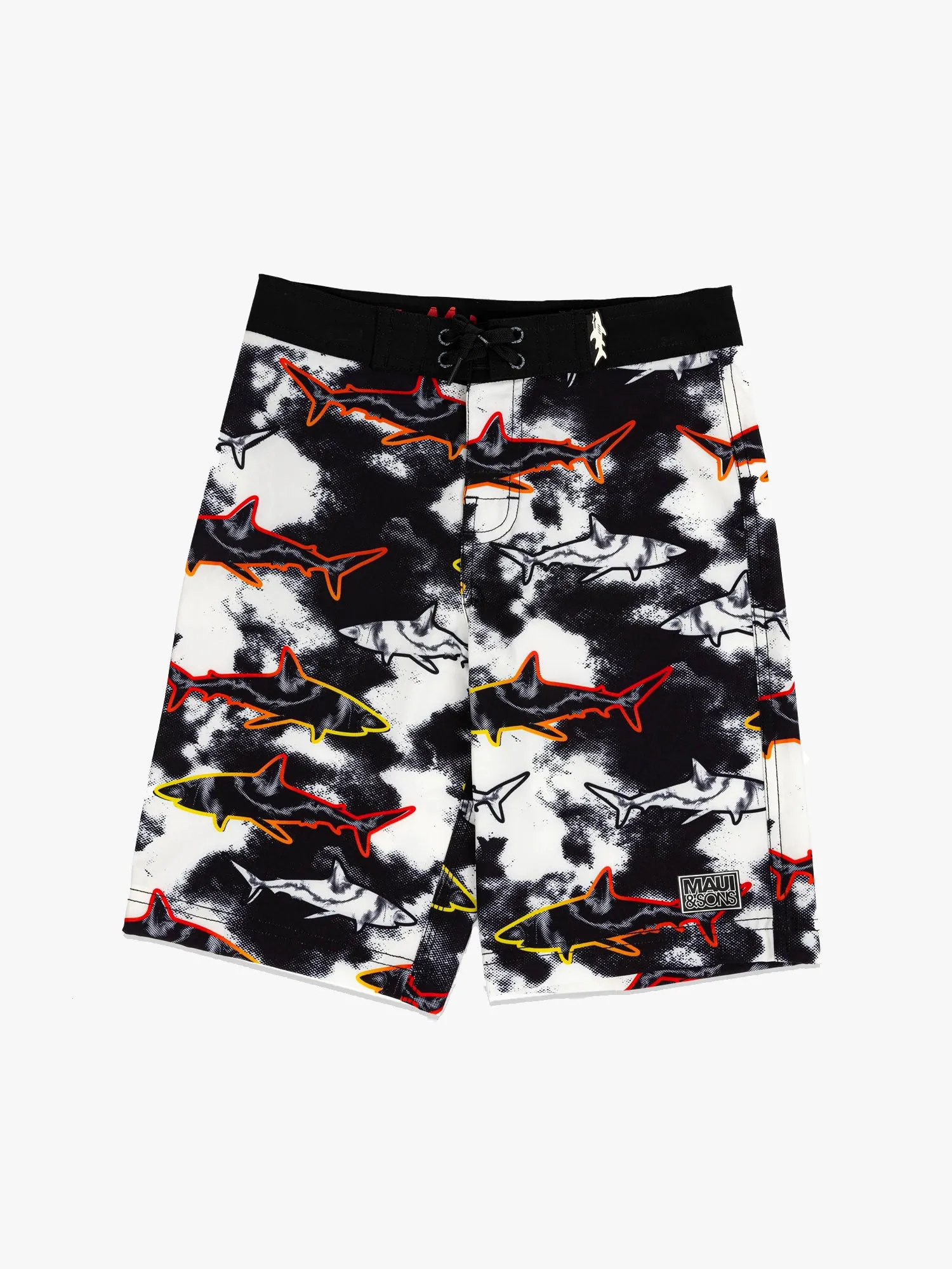 Boys Line Up Boardshorts in Black sold by Maui and Sons