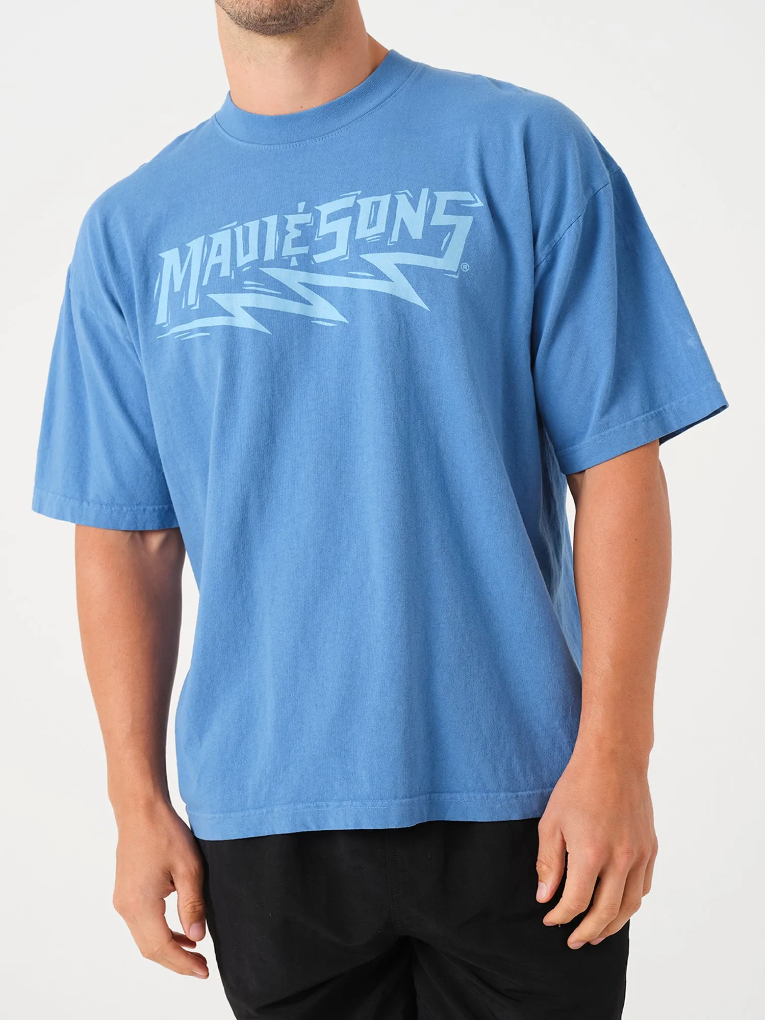 Shocker T-Shirt in Moon Blue sold by Maui and Sons