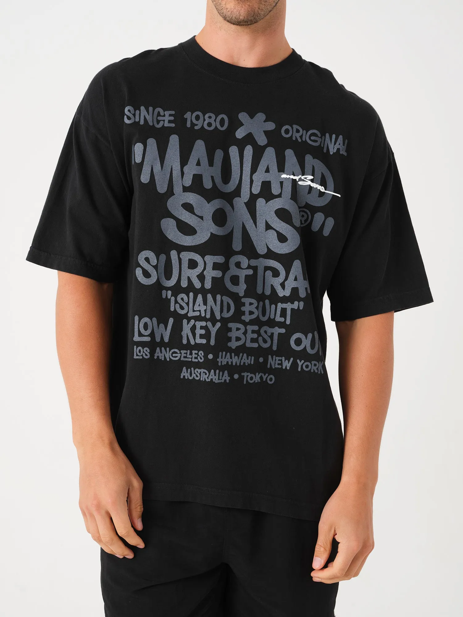 Landmark T-Shirt in Black Edge sold by Maui and Sons