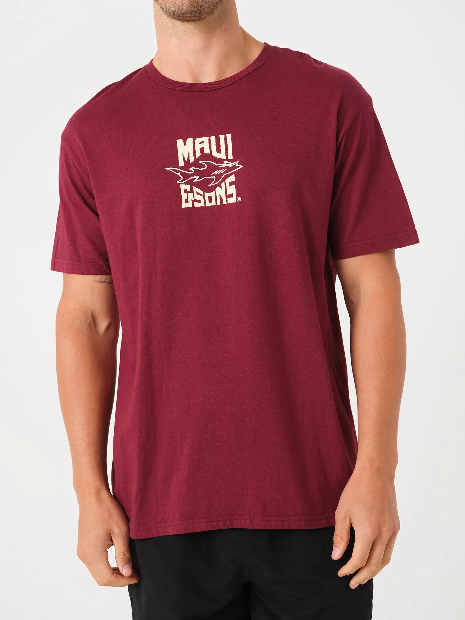 Maui Stoke T-Shirt in Maroon sold by Maui and Sons