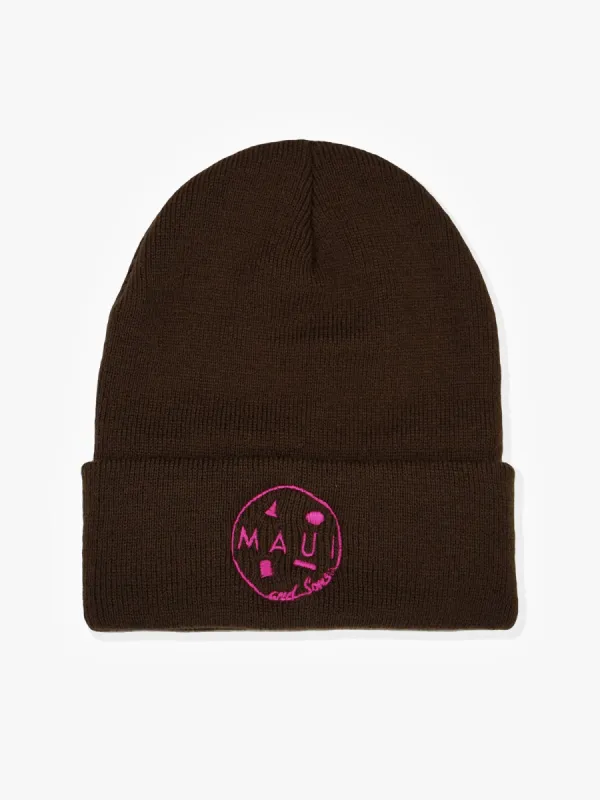 Neon Cookie Logo Beanie in Brown sold by Maui and Sons