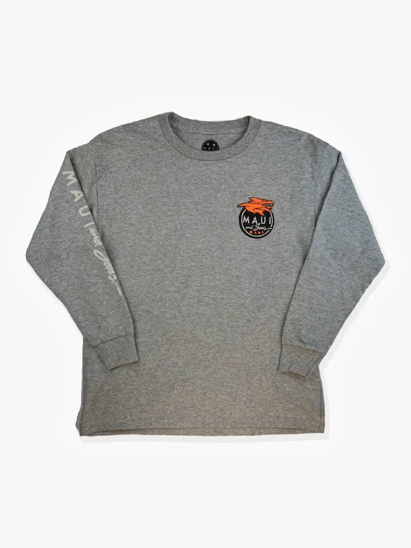 Boys Twisted Logo Long Sleeve in Grey sold by Maui and Sons
