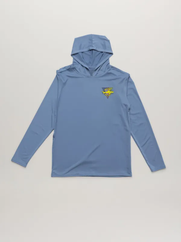 Out Angled Hooded Sun Shirt In Denim sold by Maui and Sons