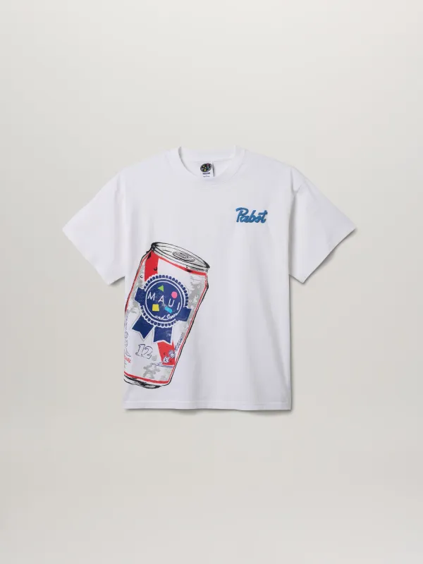 Maui And Sons x Pabst Blue Ribbon Crushed Can Puff Ink T-Shirt sold by Maui and Sons