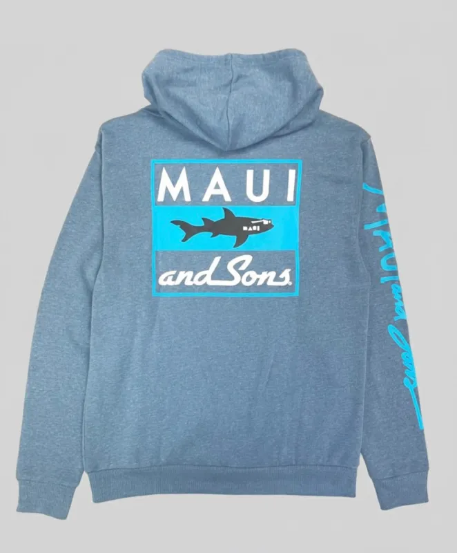 Classic Shark Steel Blue Fleece Hoodie (Large) sold by Maui and Sons