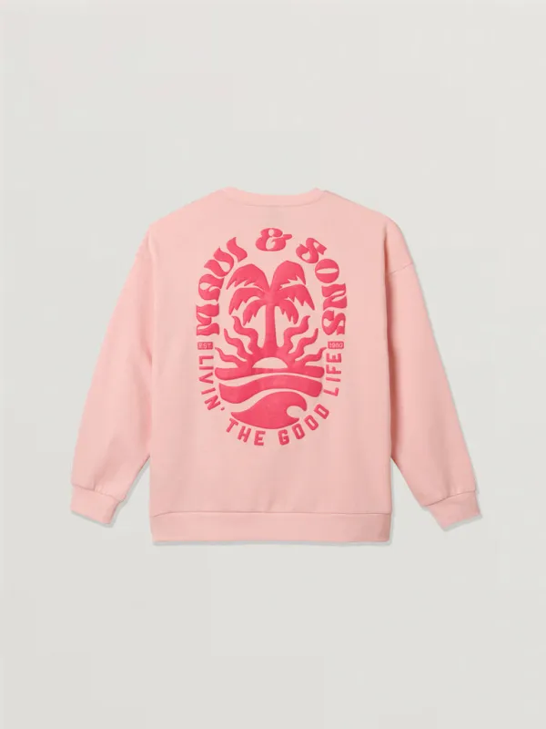 Life's Good Ladies Oversized Crewneck Fleece made by Maui and Sons