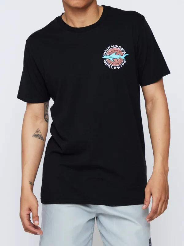 Worldwide Shark T-Shirt in Phantom sold by Maui and Sons