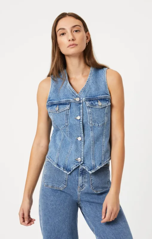 VENUS VEST IN LIGHT RECYCLED BLUE sold by Mavi