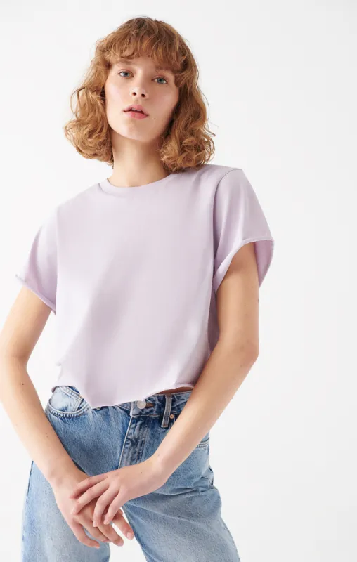 WOMEN'S SHORT SLEEVE CROP T-SHIRT IN PURPLE sold by Mavi