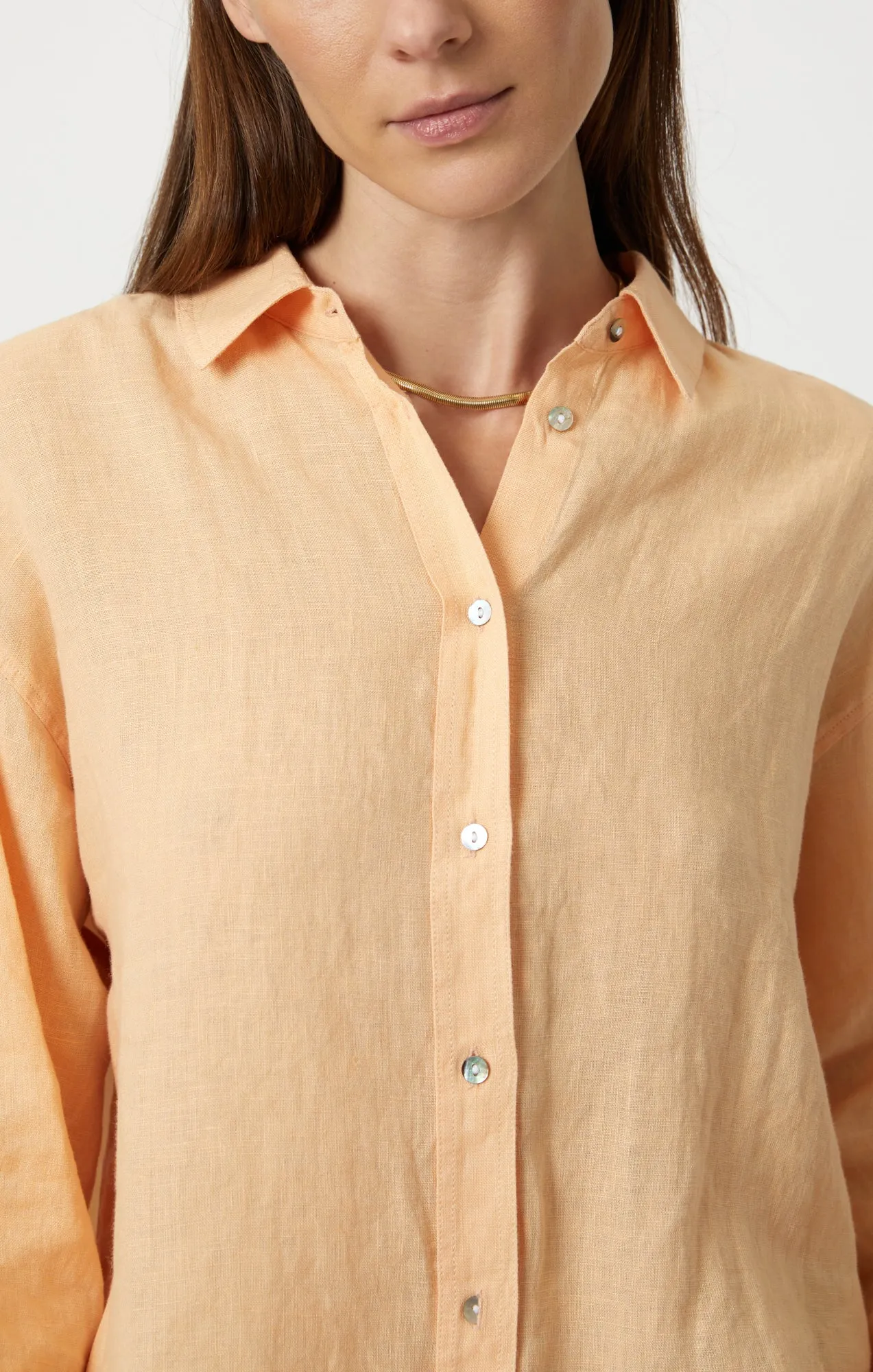 LINEN BUTTON-UP SHIRT IN CARAMEL CREAM sold by Mavi product image thumbnail 5