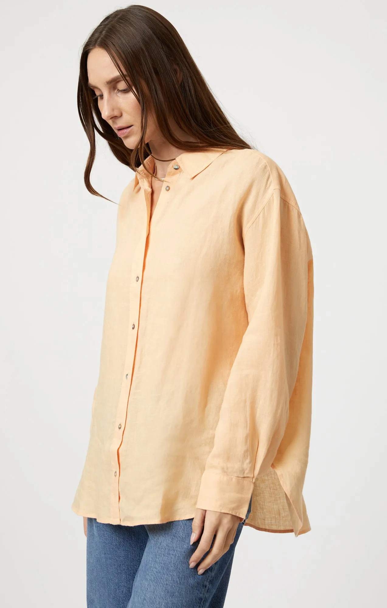 LINEN BUTTON-UP SHIRT IN CARAMEL CREAM sold by Mavi product image thumbnail 2