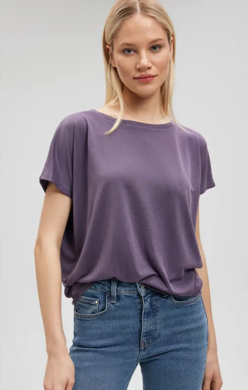 LUXE TOUCH TENCEL™ BOAT NECK T-SHIRT IN CADET sold by Mavi
