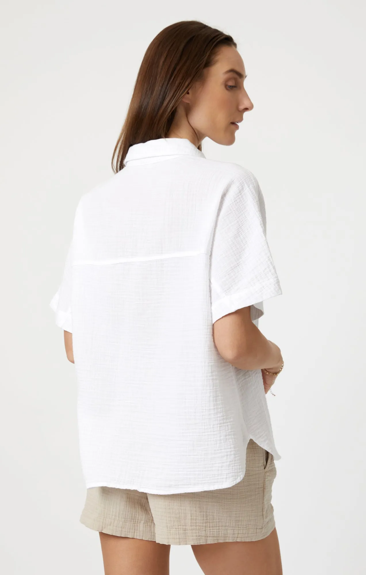GAUZE SHORT SLEEVE SHIRT IN ANTIQUE WHITE sold by Mavi product image thumbnail 3