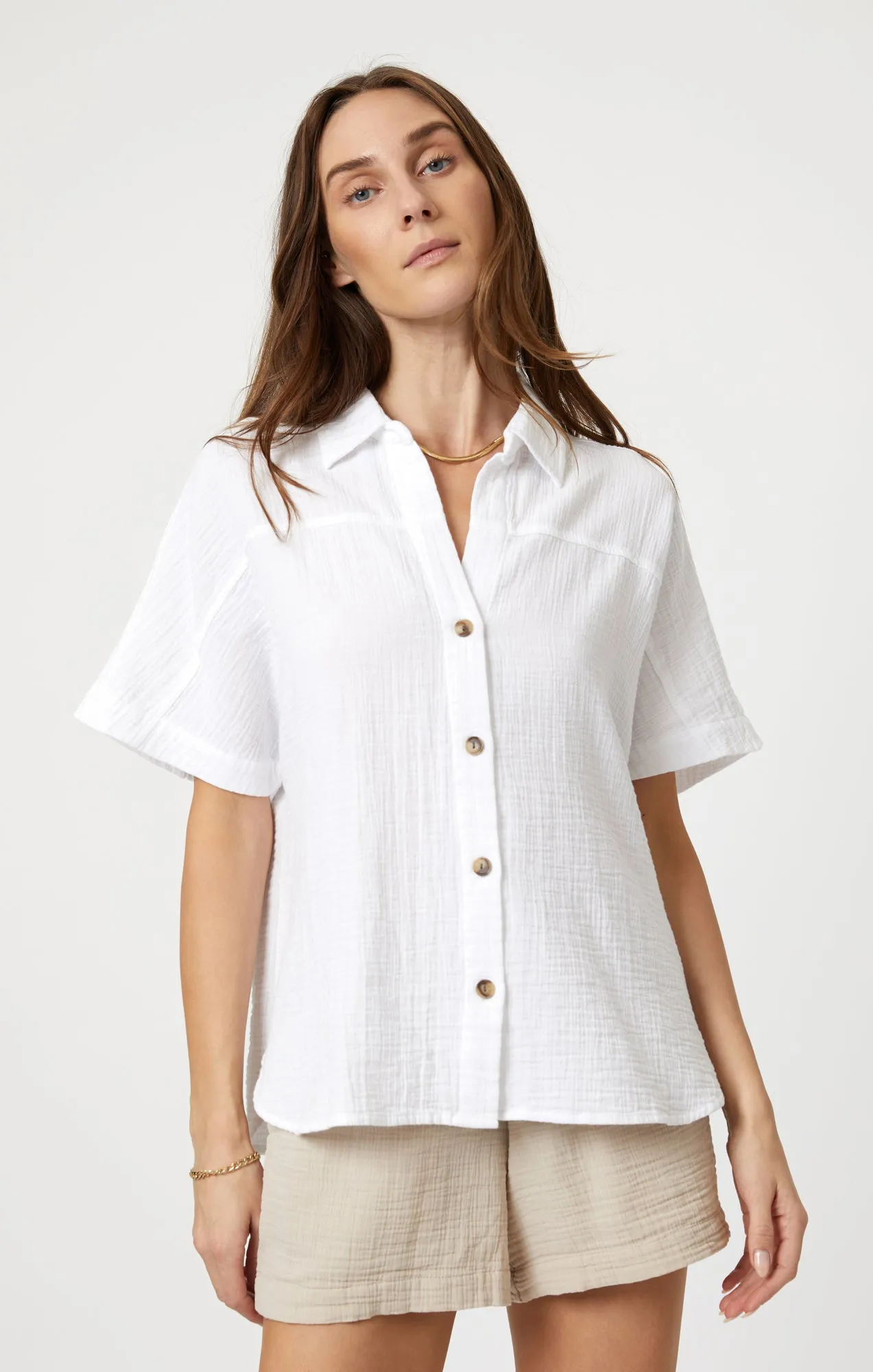 GAUZE SHORT SLEEVE SHIRT IN ANTIQUE WHITE sold by Mavi