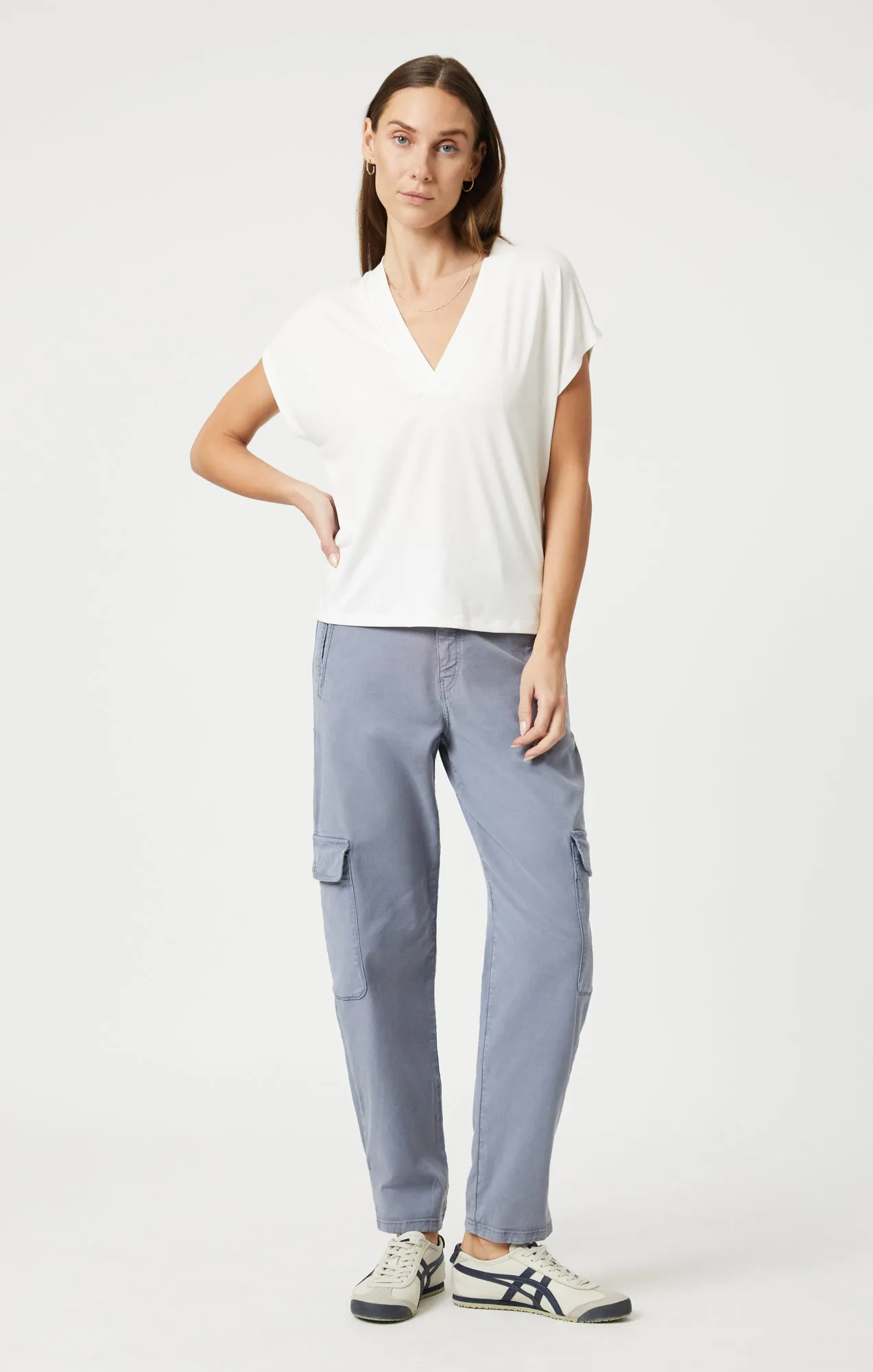 LUXE TOUCH TENCEL™ V-NECK SHIRT IN ANTIQUE LUXE sold by Mavi product image thumbnail 4