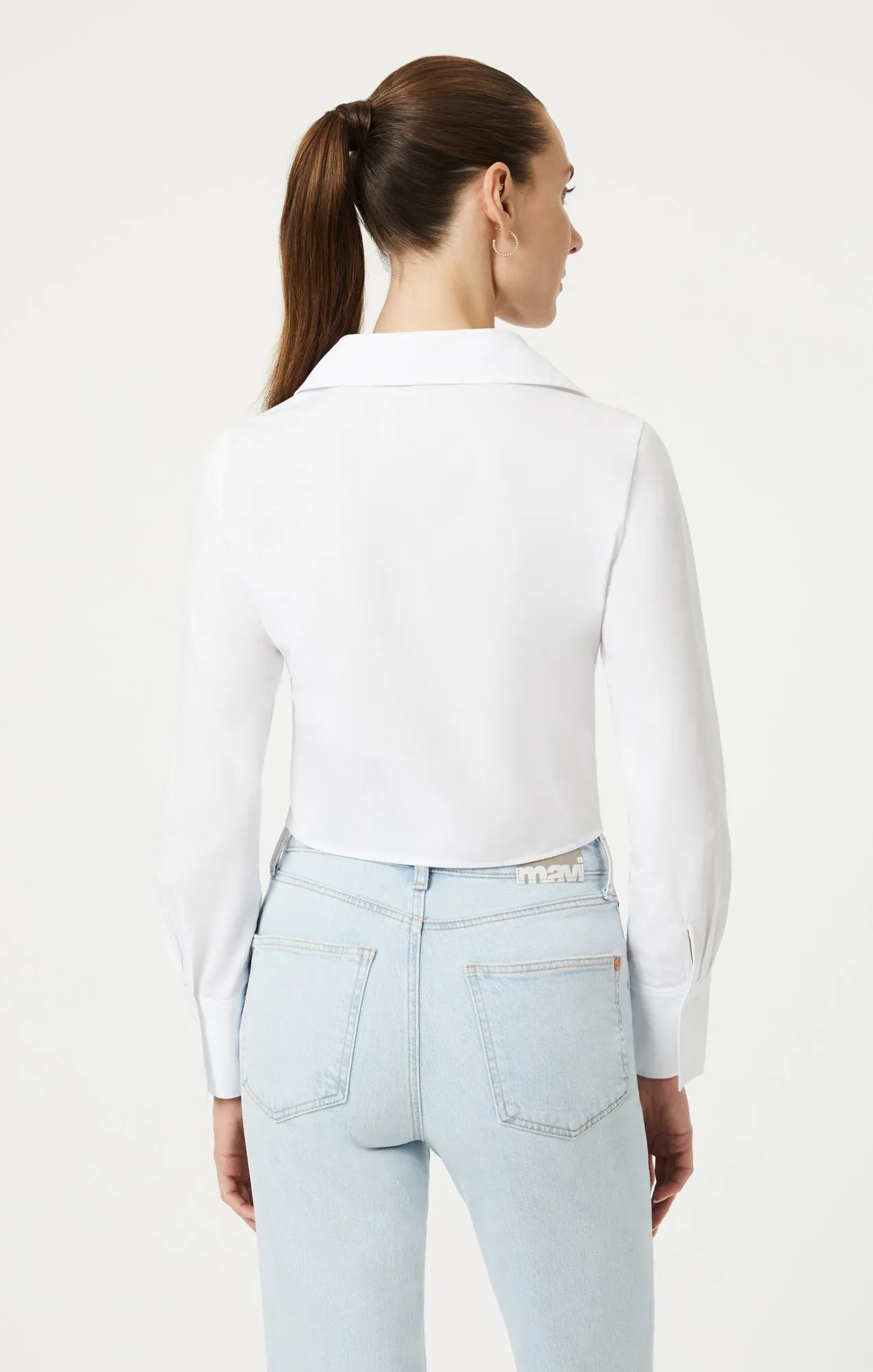 CROPPED BUTTON-UP SHIRT IN WHITE sold by Mavi product image thumbnail 3
