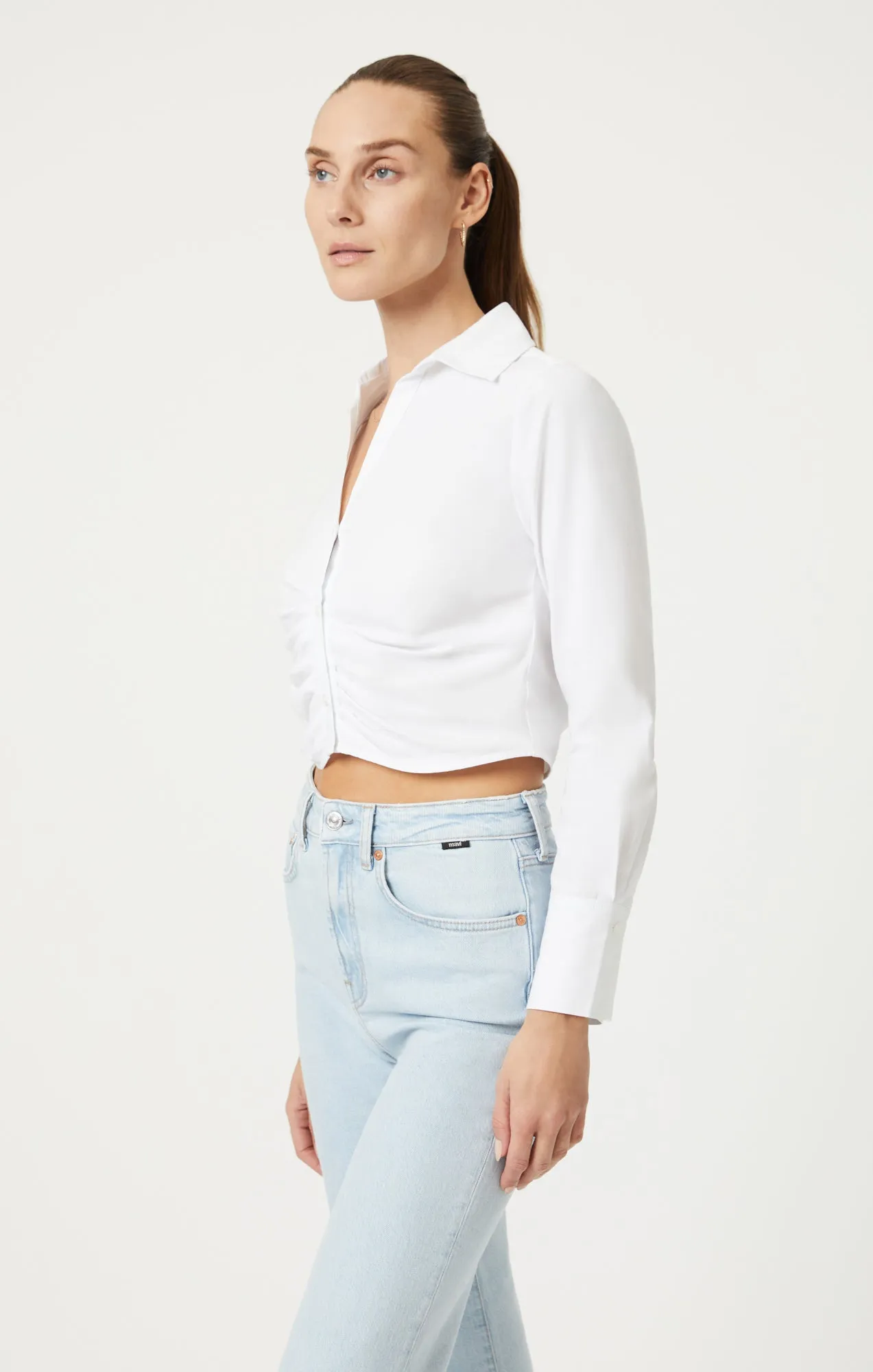 CROPPED BUTTON-UP SHIRT IN WHITE sold by Mavi product image thumbnail 2