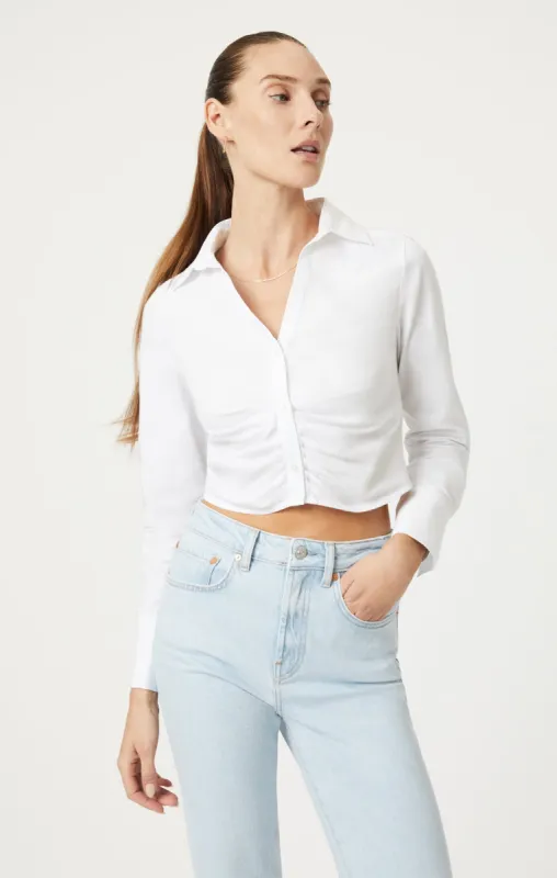 CROPPED BUTTON-UP SHIRT IN WHITE sold by Mavi