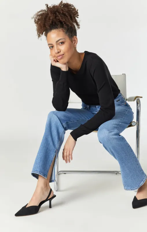 PARIS SLIT SLIM STRAIGHT LEG IN MID RECYCLED BLUE sold by Mavi