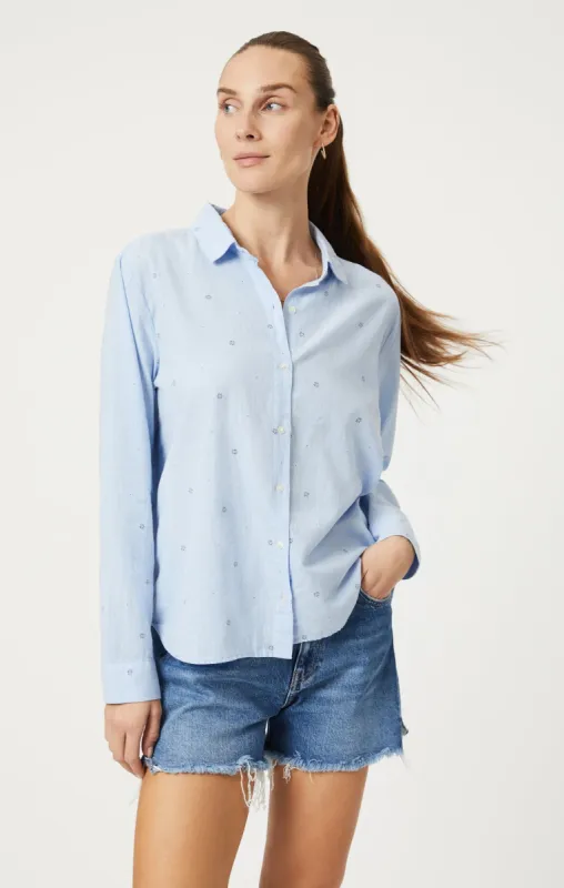 BUTTON-UP LONG SLEEVE SHIRT IN NAVY FLOWER DOT PRINT sold by Mavi