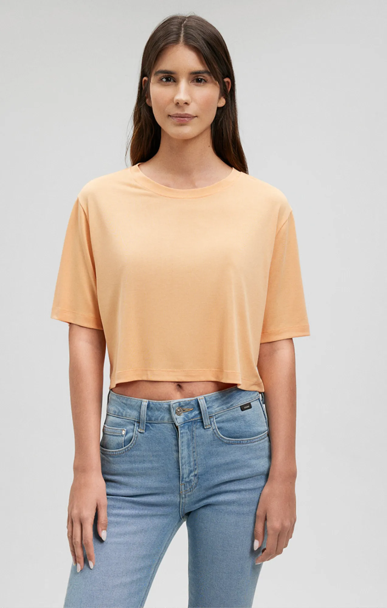 CROPPED SHORT SLEEVE T-SHIRT IN PEACH COBBLER sold by Mavi product image thumbnail 3