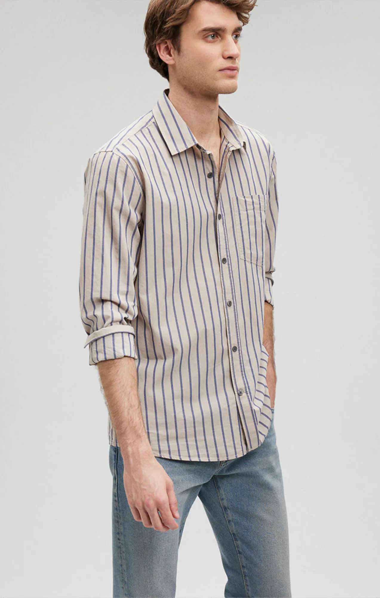 STRIPED BUTTON-UP LONG SLEEVE SHIRT IN BLUE INDIGO sold by Mavi product image thumbnail 2