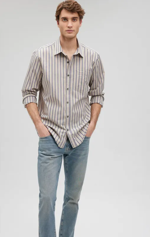 STRIPED BUTTON-UP LONG SLEEVE SHIRT IN BLUE INDIGO sold by Mavi
