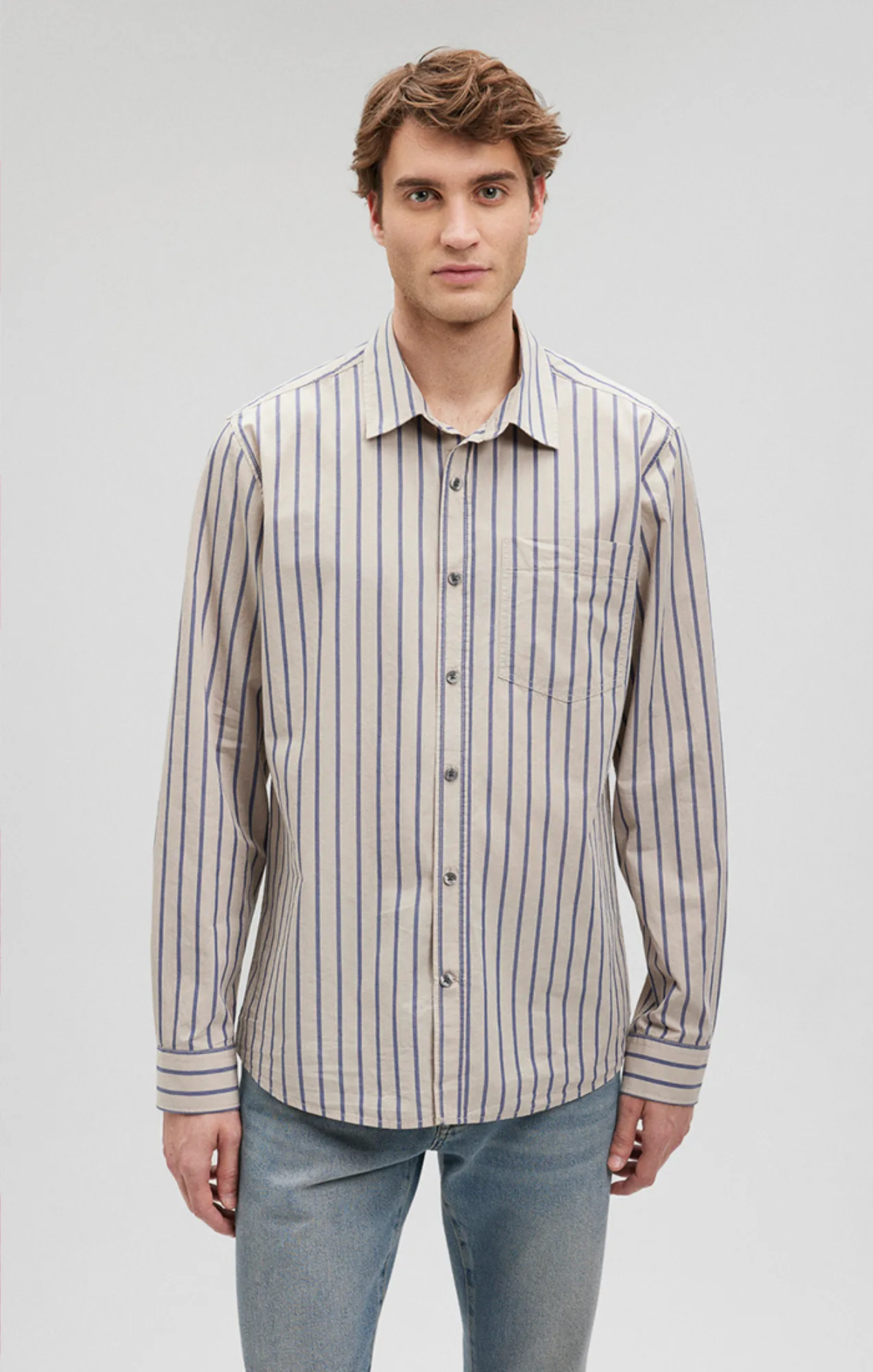 STRIPED BUTTON-UP LONG SLEEVE SHIRT IN BLUE INDIGO sold by Mavi product image thumbnail 3