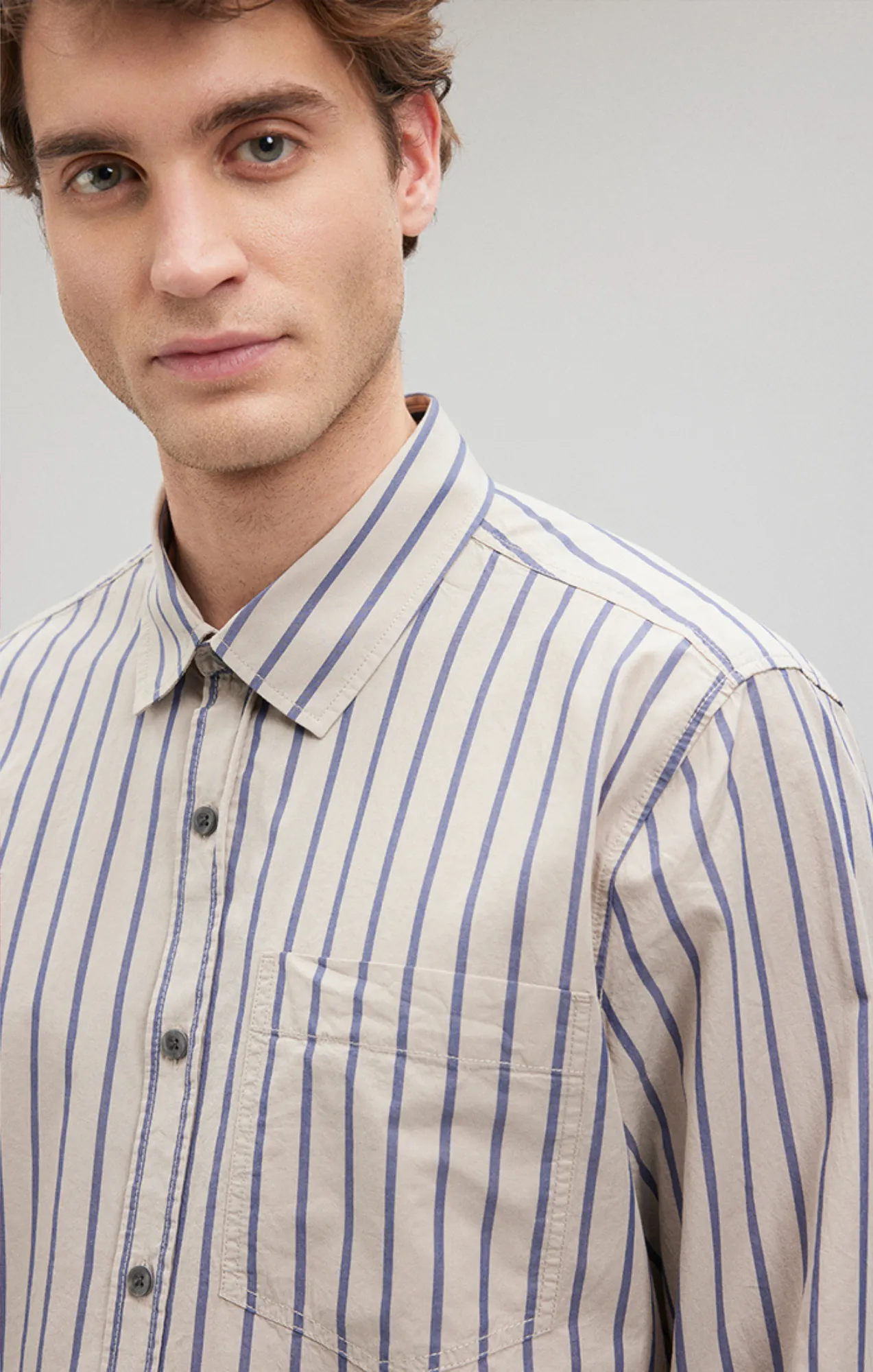 STRIPED BUTTON-UP LONG SLEEVE SHIRT IN BLUE INDIGO sold by Mavi product image thumbnail 5