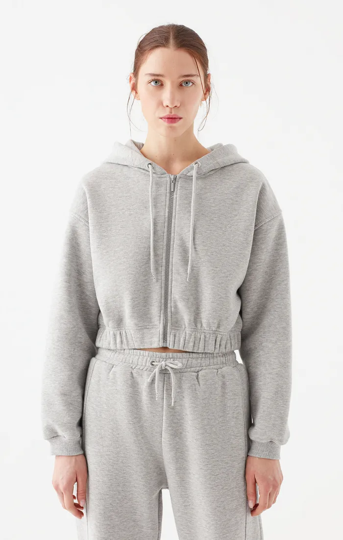 CROPPED ZIP-UP SWEATSHIRT IN GREY MELANGE sold by Mavi product image thumbnail 3