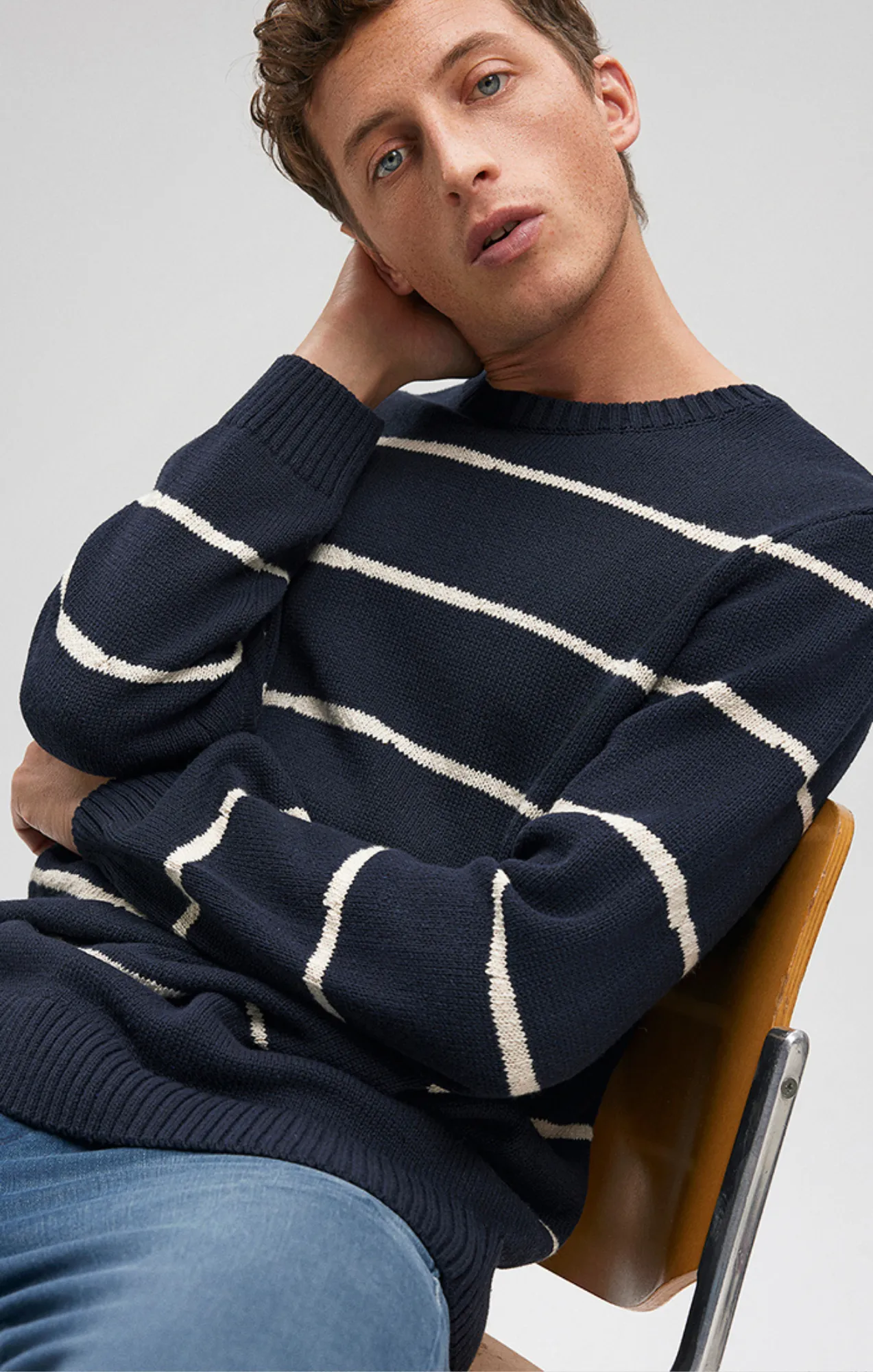 STRIPED SWEATER IN NAVY BLAZER sold by Mavi product image thumbnail 3