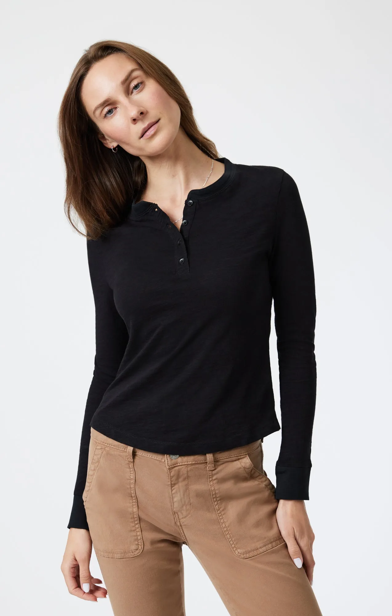 HENLEY T-SHIRT IN BLACK sold by Mavi product image thumbnail 3