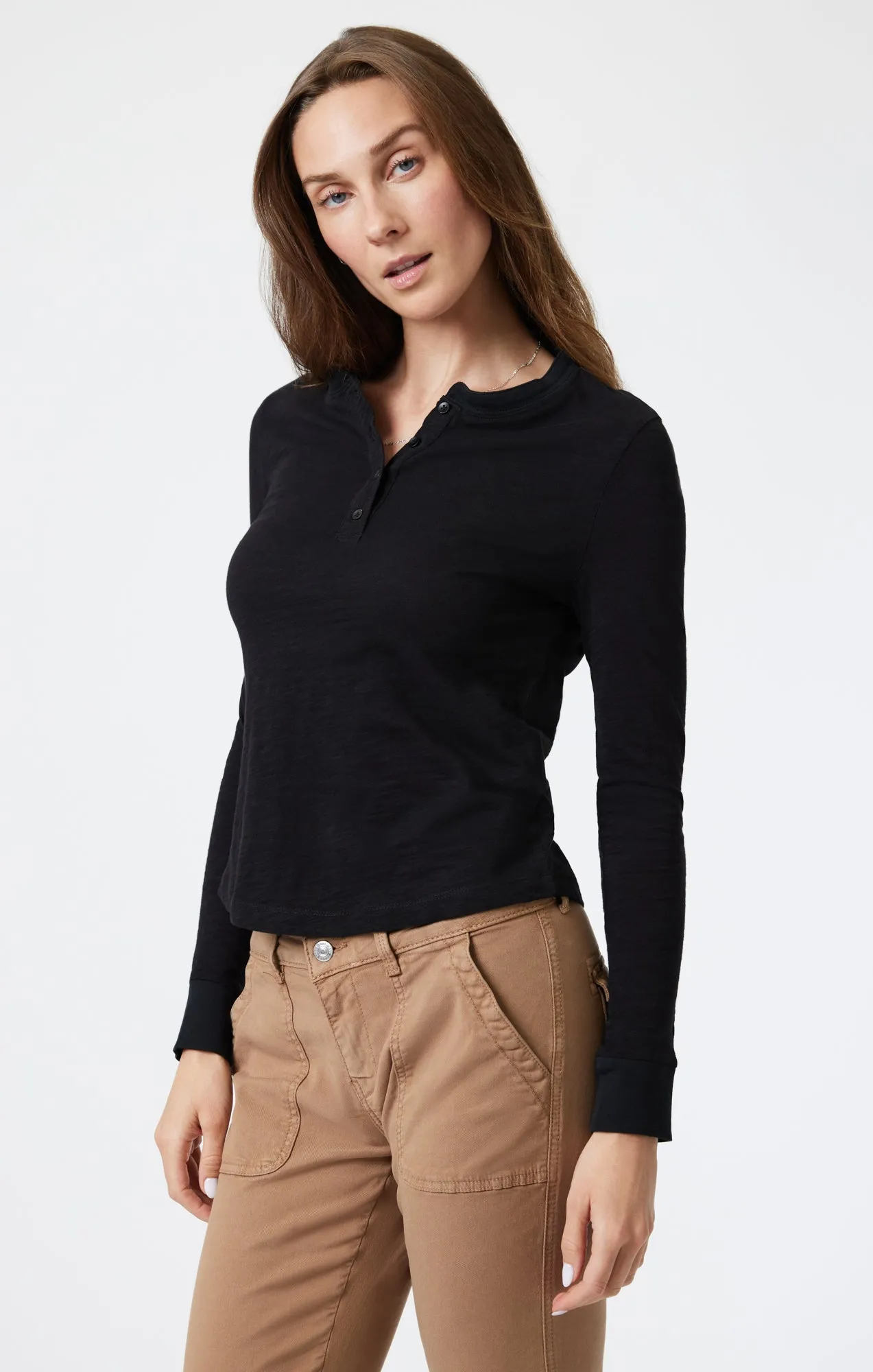 HENLEY T-SHIRT IN BLACK sold by Mavi