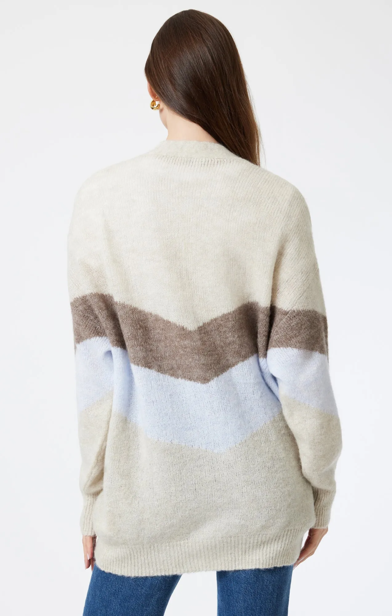 OVERSIZED CARDIGAN IN TAUPE GREY STRIPE sold by Mavi product image thumbnail 3