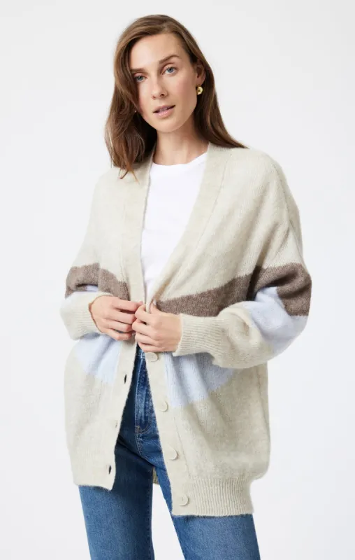 OVERSIZED CARDIGAN IN TAUPE GREY STRIPE sold by Mavi