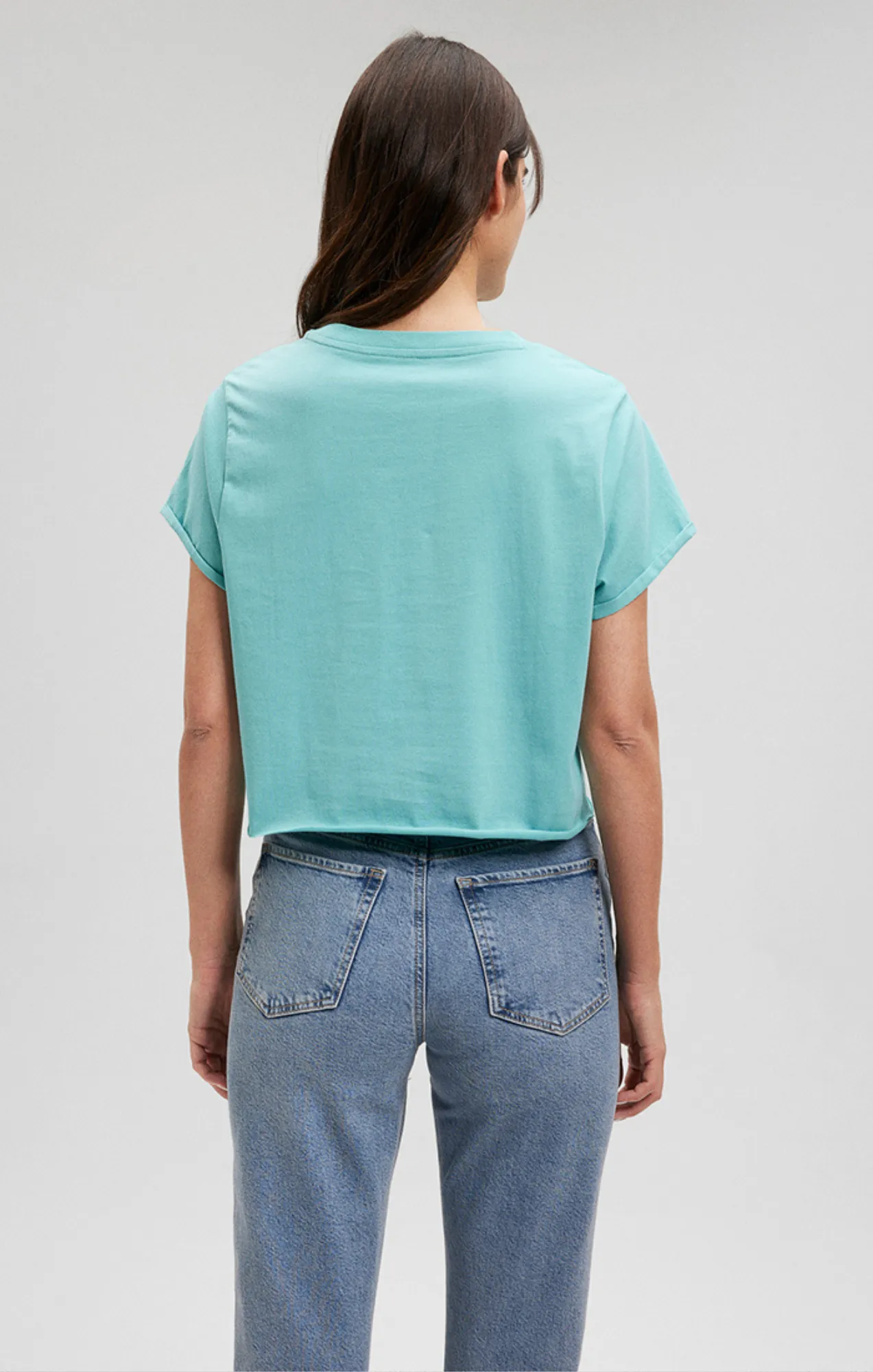 CROPPED CUT OFF T-SHIRT IN AQUA SEA sold by Mavi product image thumbnail 3