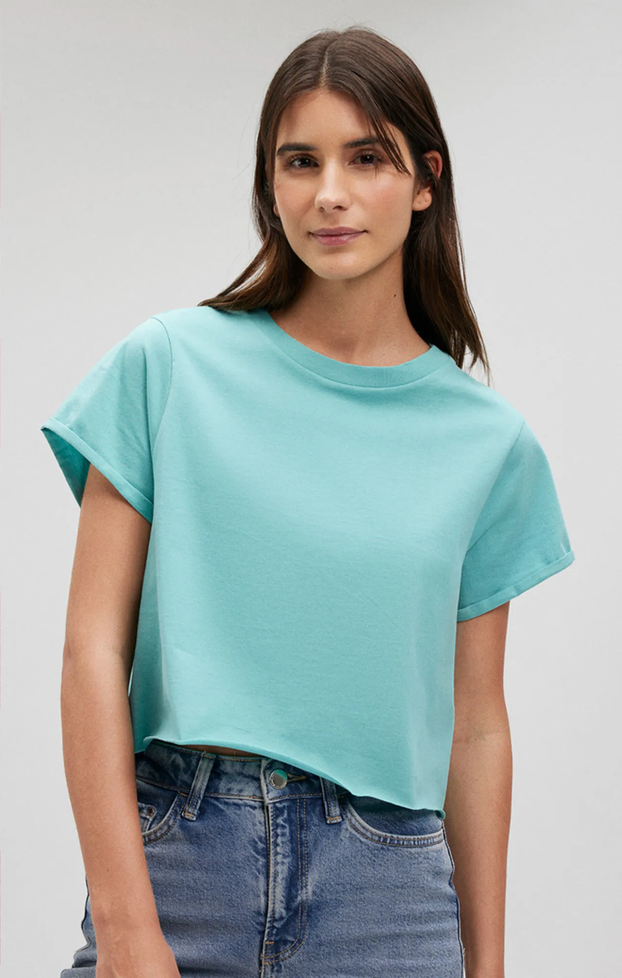 CROPPED CUT OFF T-SHIRT IN AQUA SEA sold by Mavi product image thumbnail 2