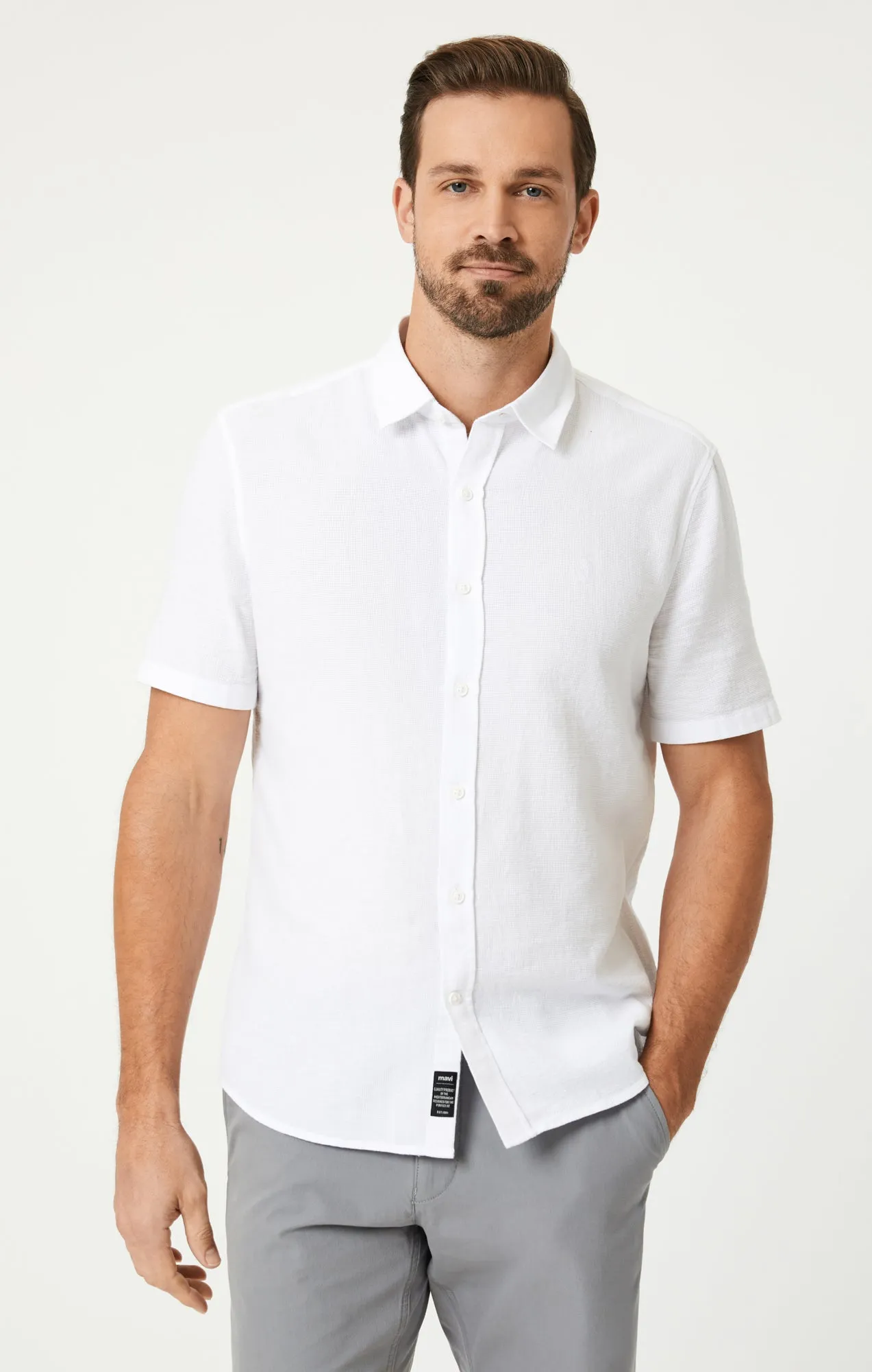 SHORT SLEEVE BUTTON-UP SHIRT IN WHITE sold by Mavi