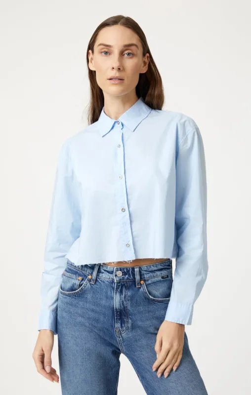 CROPPED BUTTON-UP SHIRT IN KENTUCKY BLUE sold by Mavi