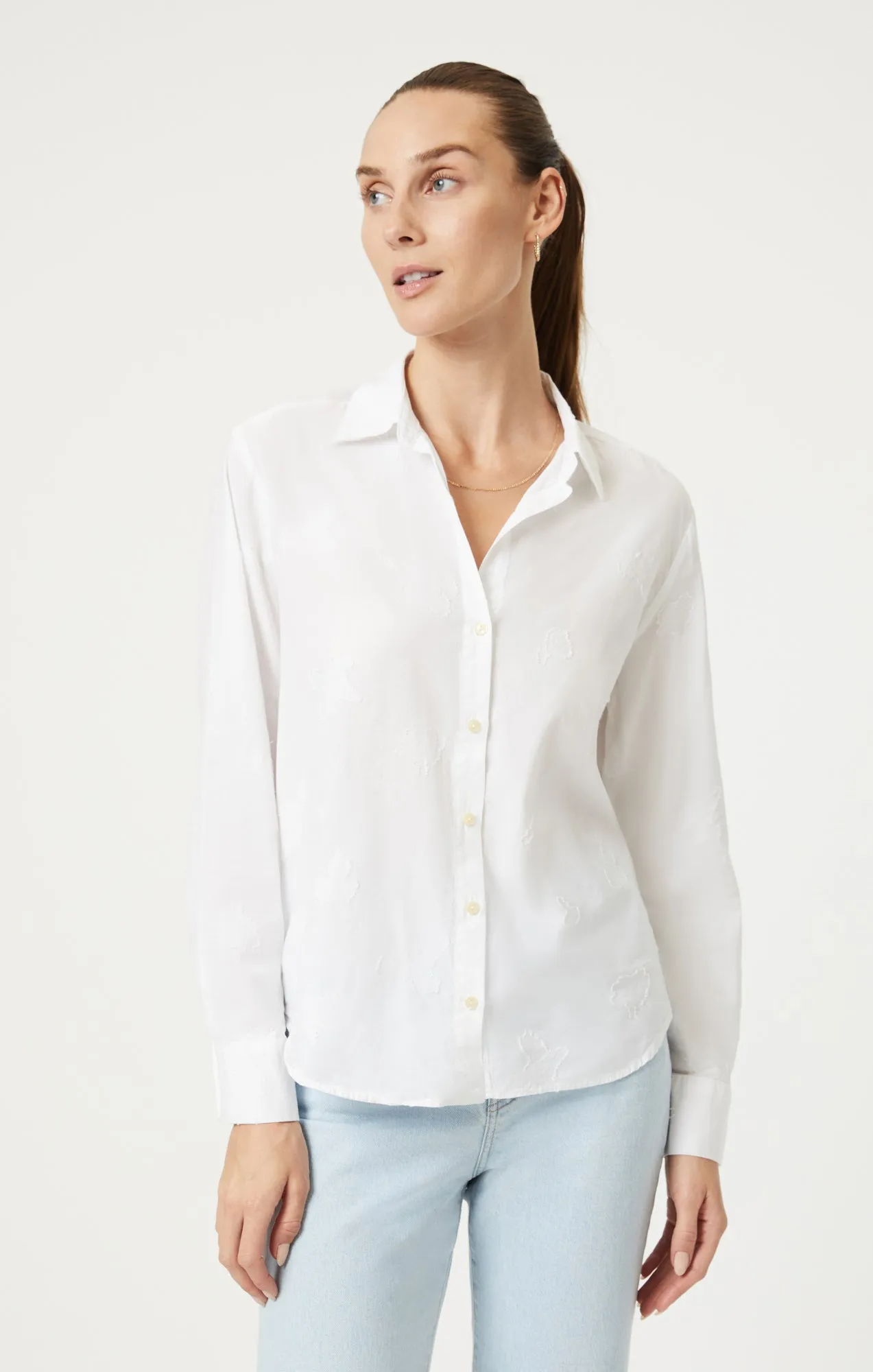 JACQUARD BUTTON-UP SHIRT IN ANTIQUE WHITE sold by Mavi