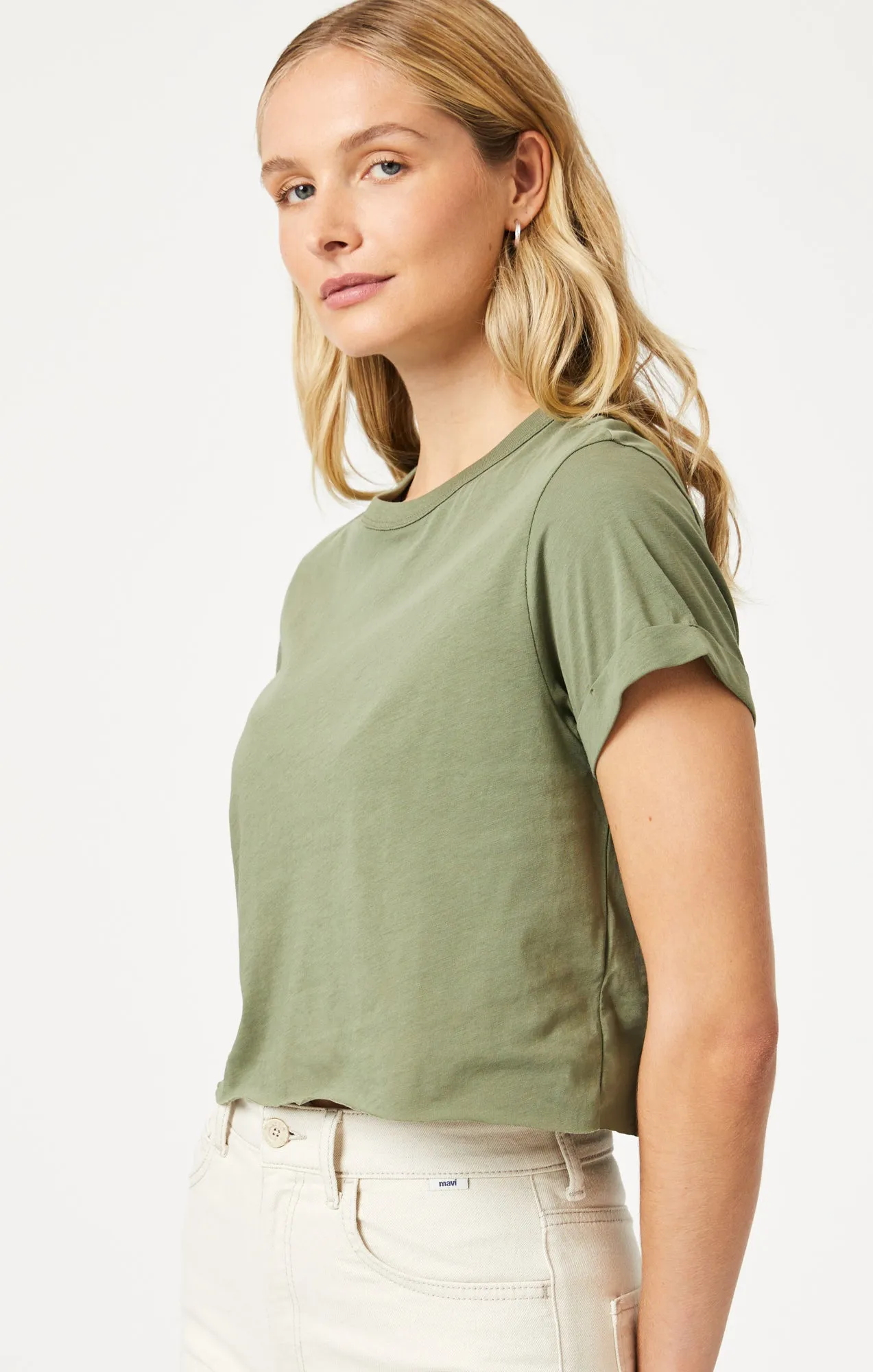 CROPPED T-SHIRT IN DEEP LICHEN GREEN sold by Mavi product image thumbnail 2